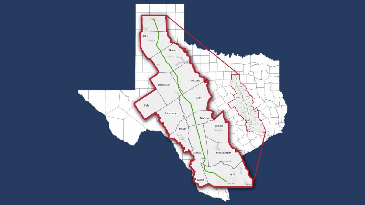 Mapa ferroviaria de alta velocidad de Texas